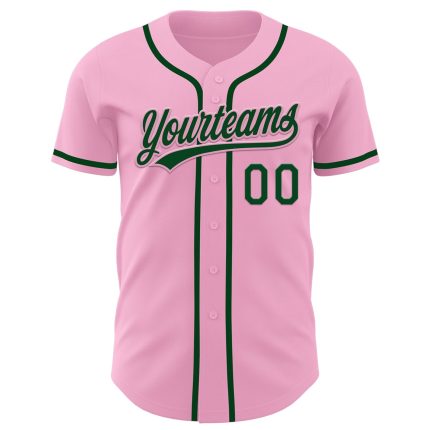 Personalized Custom Name and Number Light Pink Green Baseball Jersey - Authentic Team Apparel Personalized Light Pink Green