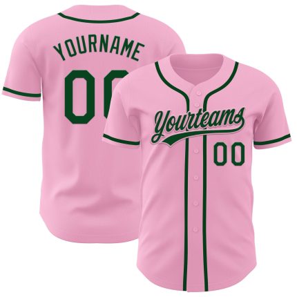 Personalized Custom Name and Number Light Pink Green Baseball Jersey - Authentic Team Apparel Personalized Light Pink Green