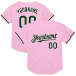 Custom Name and Number Authentic Throwback Baseball Jersey - Personalized Light Pink Green Mesh Team Jersey Personalized