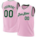 Personalized Light Pink Green White Basketball Jersey - Authentic Throwback Design Personalized Light Pink Green-White Authentic