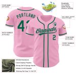 Custom Name and Number Personalized Light Pink and Kelly Green Baseball Jersey - Authentic Team Apparel Personalized Light