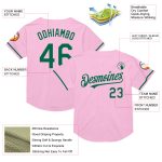 Custom Team Name Number Light Pink Kelly Green Mesh Authentic Throwback Baseball Jersey Personalized Light Pink Kelly Green