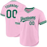 Custom Name Number Baseball Jersey Light Pink Kelly Green-White Authentic Throwback Personalized Light Pink Kelly Green-White
