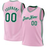 Personalized Light Pink and Kelly Green Authentic Basketball Jersey - White Throwback Design Personalized Light Pink Kelly