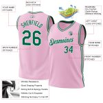 Personalized Light Pink and Kelly Green Authentic Basketball Jersey - White Throwback Design Personalized Light Pink Kelly