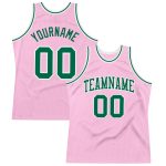 Custom Basketball Jersey with Name and Number - Light Pink Kelly Green-White Authentic Throwback Design Personalized Light