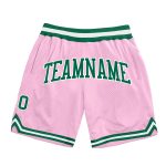 Custom Name and Number Authentic Basketball Shorts in Light Pink and Kelly Green - Personalized Throwback Team Design Personalized