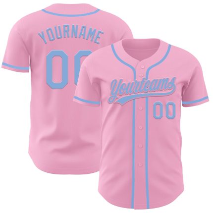 Custom Name and Number Authentic Baseball Jersey in Light Pink and Light Blue - Personalized Team Gear Personalized Light