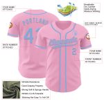 Custom Name and Number Authentic Baseball Jersey in Light Pink and Light Blue - Personalized Team Gear Personalized Light