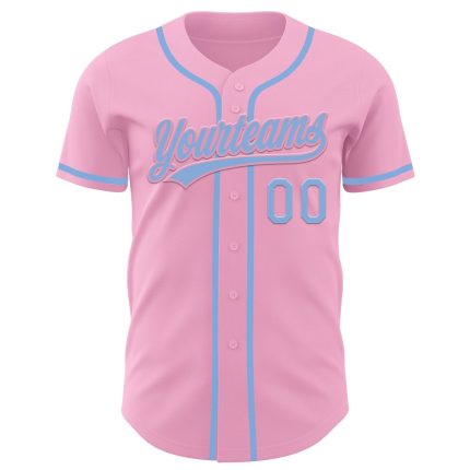 Custom Name and Number Authentic Baseball Jersey in Light Pink and Light Blue - Personalized Team Gear Personalized Light