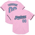 Custom Name Number Personalized Baseball Jersey Light Pink Light Blue Black Mesh Authentic Throwback Team Personalized Light