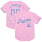 Custom Team Name Number Authentic Mesh Baseball Jersey Light Pink Light Blue Personalized Light Pink Light Blue Mesh Authentic