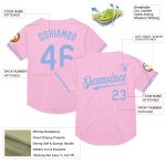 Custom Team Name Number Authentic Mesh Baseball Jersey Light Pink Light Blue Personalized Light Pink Light Blue Mesh Authentic