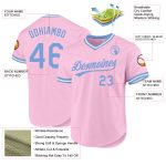 Custom Name Number Authentic Throwback Baseball Jersey Light Pink Light Blue White - Personalized Team Jersey Personalized