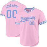 Custom Name Number Authentic Throwback Baseball Jersey Light Pink Light Blue White - Personalized Team Jersey Personalized