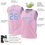 Personalized Light Pink Blue White Authentic Basketball Jersey Throwback Personalized Light Pink Light Blue-White Authentic