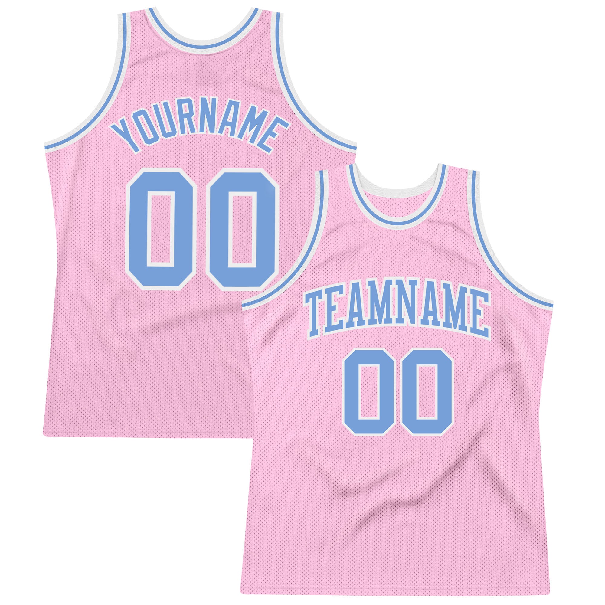 Custom Basketball Jersey Personalized Light Pink Light Blue White Team Name Number Authentic Throwback Personalized Light