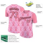 Personalized Breast Cancer 3D Ribbon T-Shirt Custom Name Number Light Pink Medium Black Personalized Light Pink Medium Pink-Black