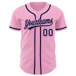 Custom Team Name and Number Baseball Jersey - Personalized Light Pink and Navy Authentic Design Personalized Light Pink Navy