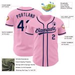 Custom Team Name and Number Baseball Jersey - Personalized Light Pink and Navy Authentic Design Personalized Light Pink Navy
