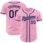 Custom Team Name and Number Baseball Jersey - Personalized Light Pink and Navy Authentic Design Personalized Light Pink Navy