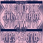 Personalized Soccer Uniform Jersey with Custom Name and Number, Light Pink Navy Geometric Shapes Design Personalized Light