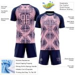 Personalized Soccer Uniform Jersey with Custom Name and Number, Light Pink Navy Geometric Shapes Design Personalized Light