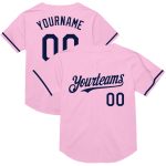 Custom Name Number Authentic Baseball Jersey - Personalized Light Pink Navy Mesh Throwback Team Jersey Personalized Light