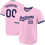 Custom Name Number Authentic Throwback Baseball Jersey Light Pink Navy White - Personalized Team Jersey Personalized Light