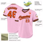 Custom Name and Number Light Pink Orange Black Authentic Baseball Jersey - Personalized Throwback Team Jersey Personalized