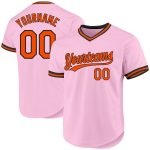 Custom Name and Number Light Pink Orange Black Authentic Baseball Jersey - Personalized Throwback Team Jersey Personalized