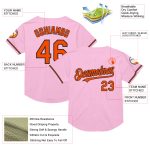 Custom Name and Number Authentic Baseball Jersey in Light Pink Orange-Black Mesh - Personalized Throwback Design Personalized