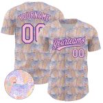 Custom Name and Number Leopard Baseball Jersey - Personalized Light Pink Purple 3D Pattern Design Personalized Light Pink