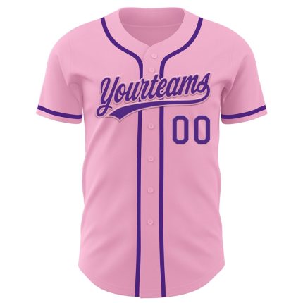 Custom Name and Number Authentic Baseball Jersey - Light Pink Purple Personalized Team Jersey Personalized Light Pink Purple