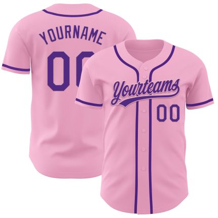 Custom Name and Number Authentic Baseball Jersey - Light Pink Purple Personalized Team Jersey Personalized Light Pink Purple