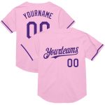 Custom Personalized Light Pink Purple Mesh Baseball Jersey with Name and Number - Authentic Throwback Team Jersey Personalized