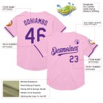 Custom Personalized Light Pink Purple Mesh Baseball Jersey with Name and Number - Authentic Throwback Team Jersey Personalized