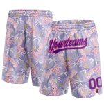 Custom Name and Number 3D Pattern Basketball Shorts Hawaii Palm Trees Light Pink Purple-Pink Design Personalized Light Pink
