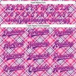 Personalized 3D Pattern Light Pink Purple Check Varsity Bomber Full-Snap Letterman Jacket Personalized Light Pink Purple-Pink