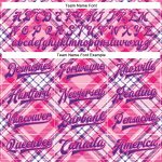 Custom Name and Number 3D Pattern Bomber Varsity Jacket - Light Pink Purple-Pink Check Design Personalized Light Pink Purple-Pink