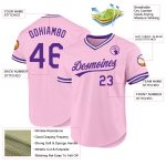 Custom Name Number Authentic Baseball Jersey Light Pink Purple White Throwback Design Personalized Light Pink Purple-White