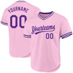 Custom Name Number Authentic Baseball Jersey Light Pink Purple White Throwback Design Personalized Light Pink Purple-White