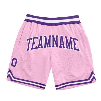 Custom Name Number Authentic Basketball Shorts Light Pink Purple White - Personalized Throwback Team Shorts Personalized