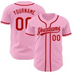 Custom Name and Number Light Pink Red Baseball Jersey - Authentic Team Gear Personalized Light Pink Red Authentic Baseball