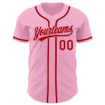 Custom Name and Number Light Pink Red Baseball Jersey - Authentic Team Gear Personalized Light Pink Red Authentic Baseball