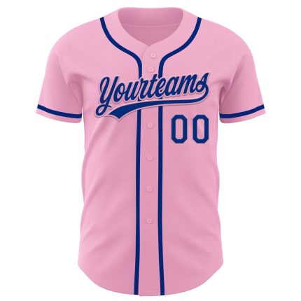 Custom Light Pink Baseball Jersey - Personalized Royal Team Name & Number Personalized Light Pink Royal Authentic Baseball