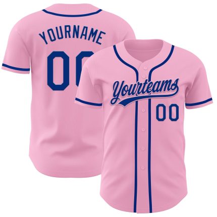 Custom Light Pink Baseball Jersey - Personalized Royal Team Name & Number Personalized Light Pink Royal Authentic Baseball