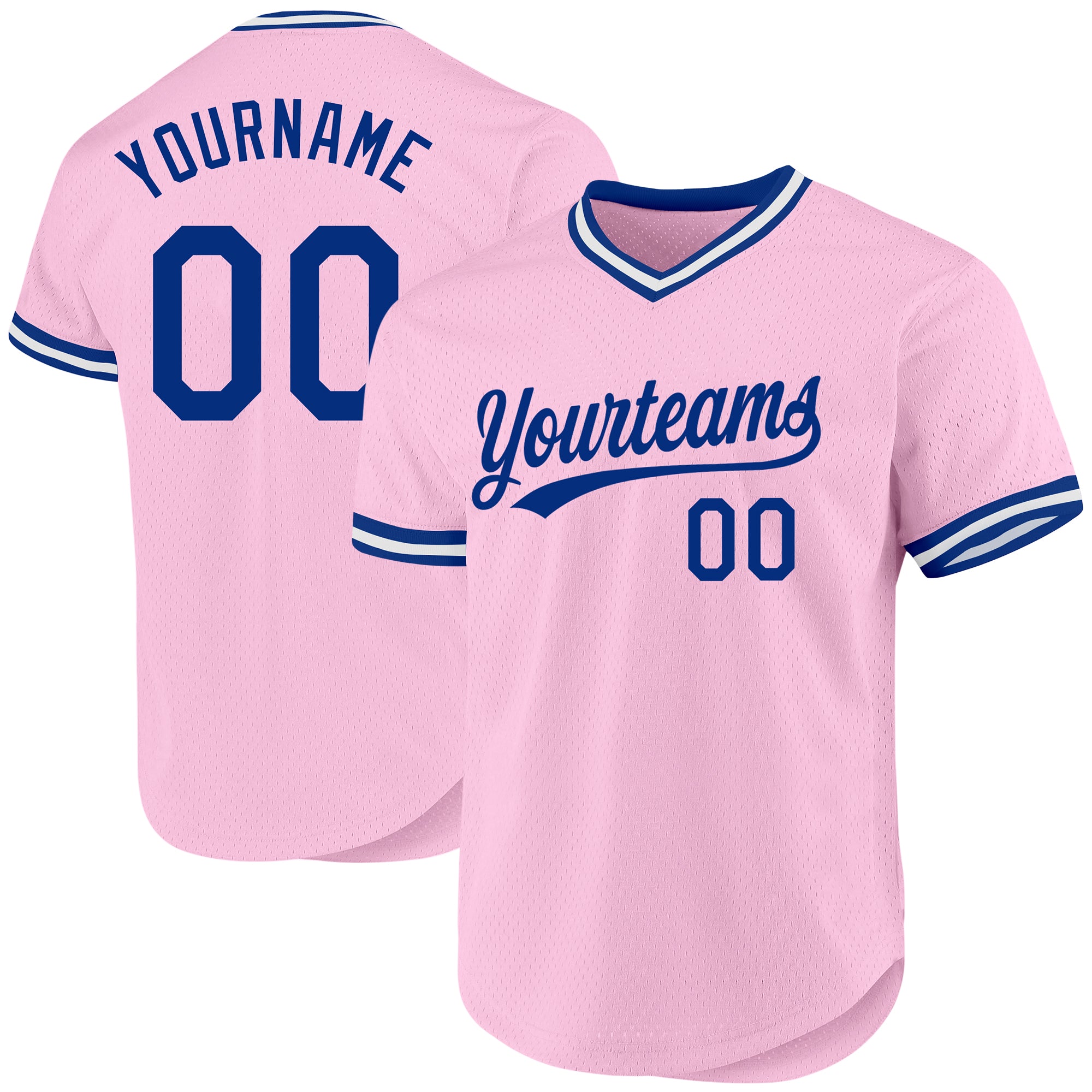 Custom Name and Number Personalized Light Pink Royal-White Authentic Baseball Jersey - Team Spirit Wear Personalized Light