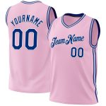 Personalized Light Pink Royal White Basketball Jersey - Authentic Throwback Style Personalized Light Pink Royal-White Authentic