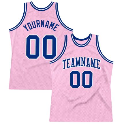 Personalized Light Pink Basketball Jersey with Royal-White Design - Custom Team Name and Number Personalized Light Pink Royal-White